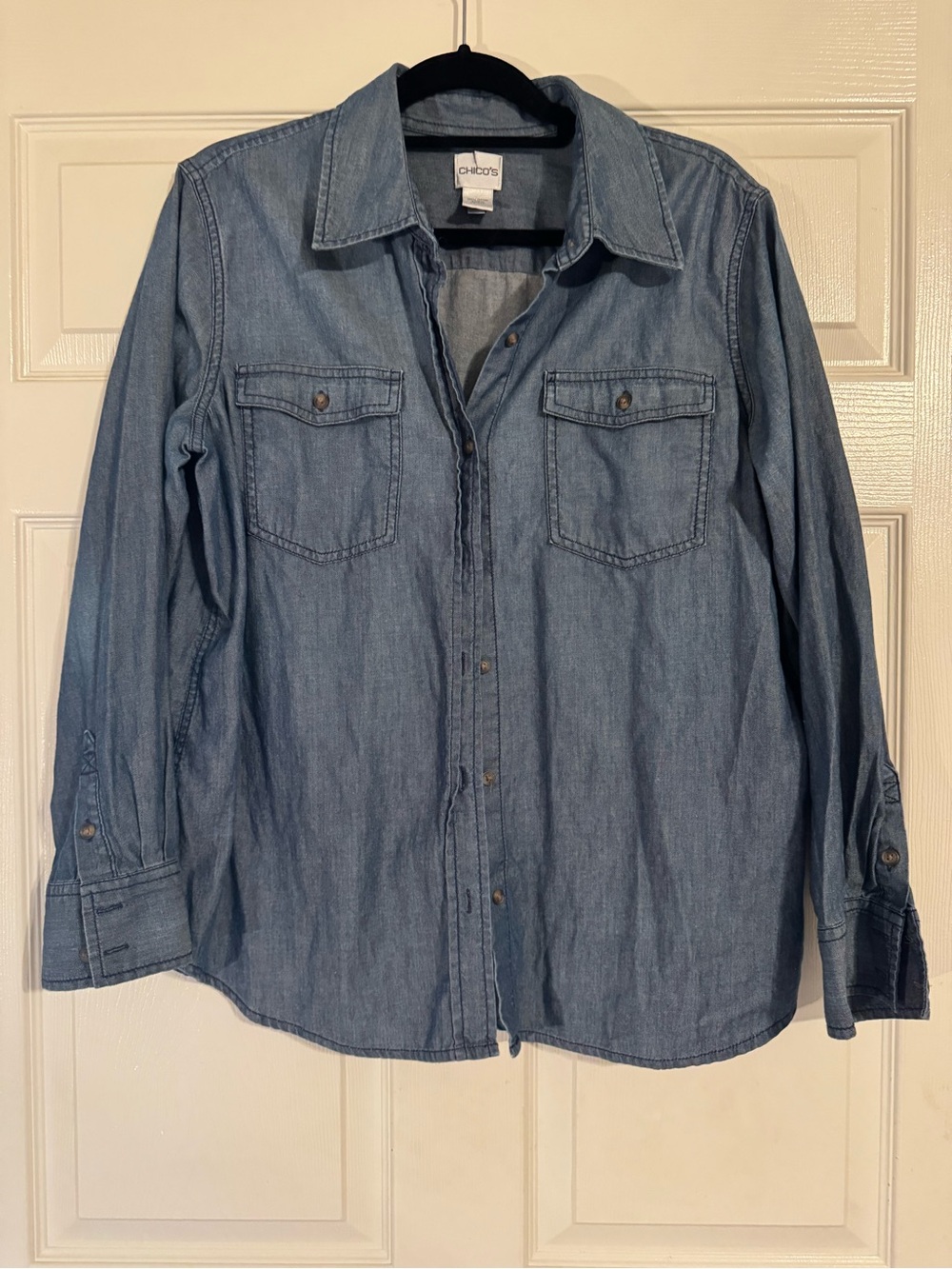 Chico's Light Blue Denim Button-Up Jacket